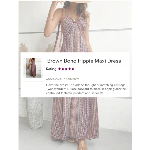 Brown Boho Hippie Maxi Dress - Picture 5 of 7